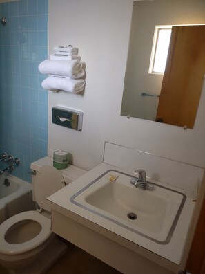 Standard Single Room, 1 Queen Bed, Non Smoking | Bathroom | Combined shower/tub, free toiletries