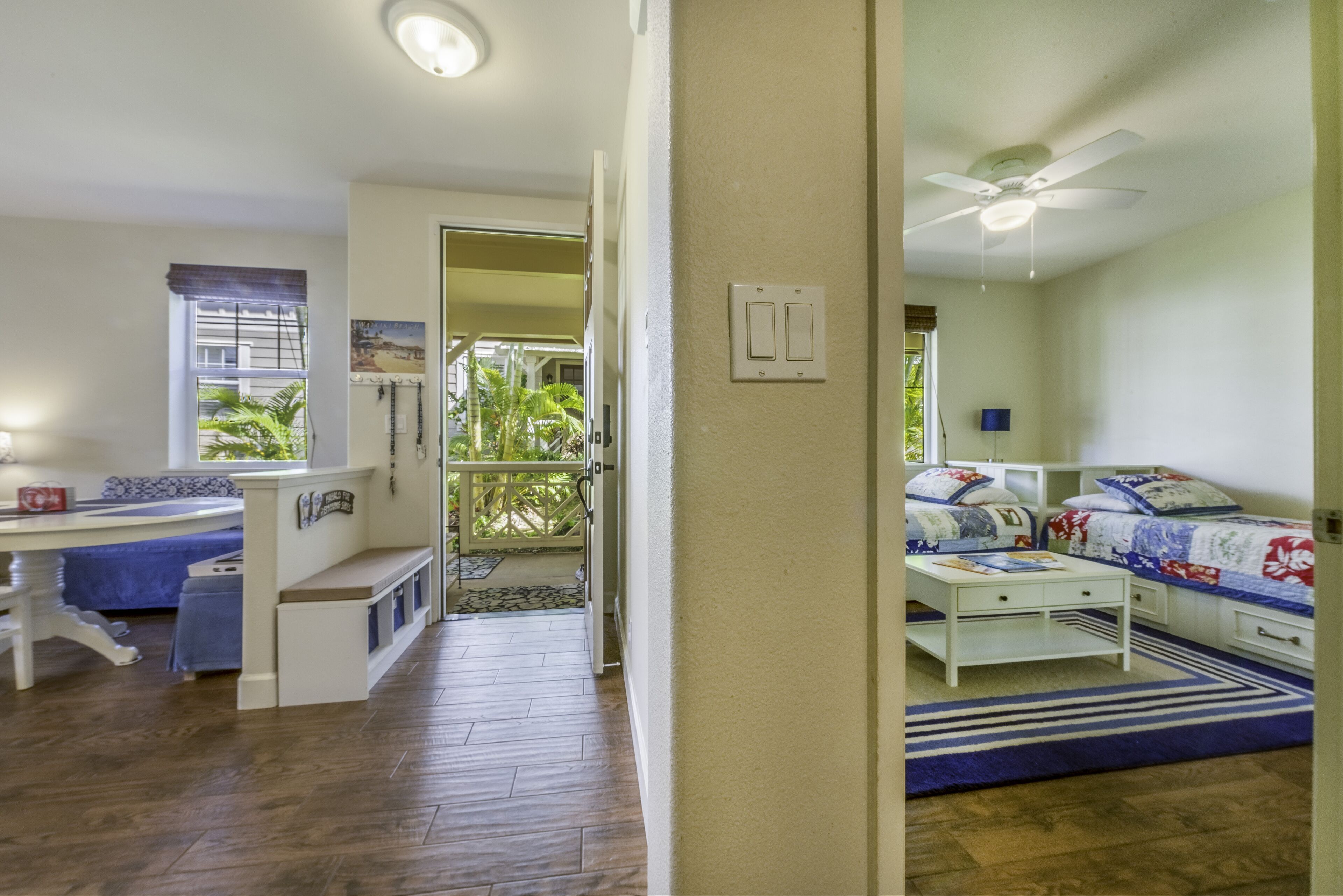 2 bedrooms, memory foam beds, desk, iron/ironing board