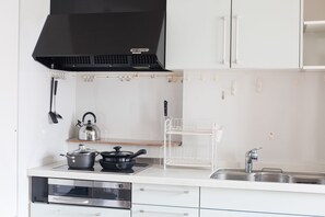 Holiday Home | Private kitchenette | Fridge, microwave, highchair, cookware/dishes/utensils