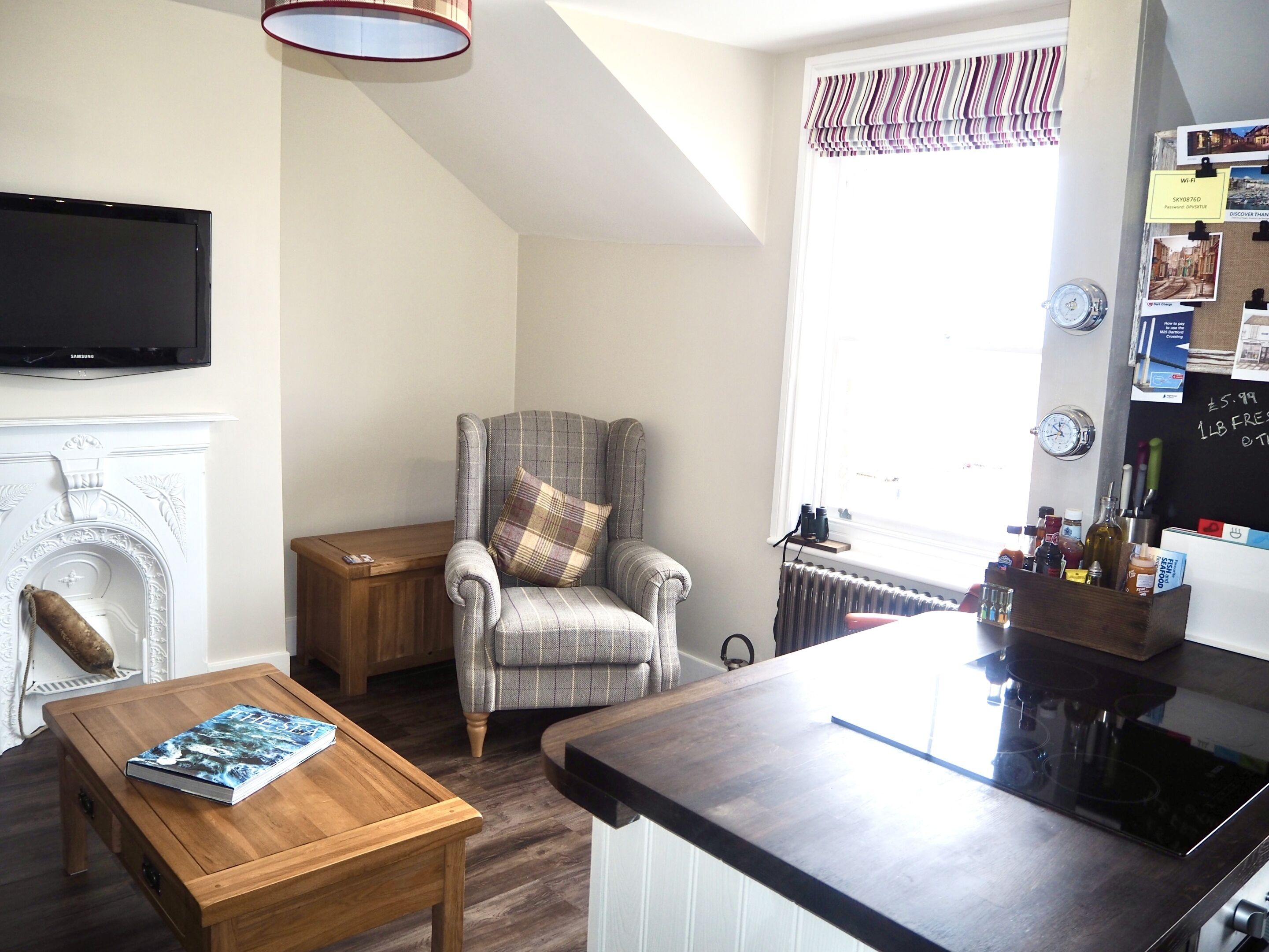 Smart TV, DVD player, books, video library