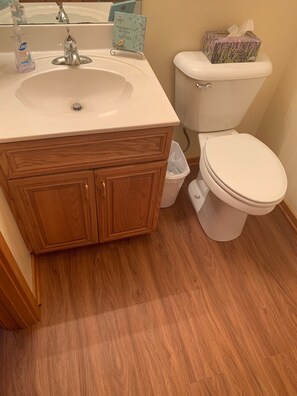 Bañera con ducha, secador de pelo, toallas, jabón