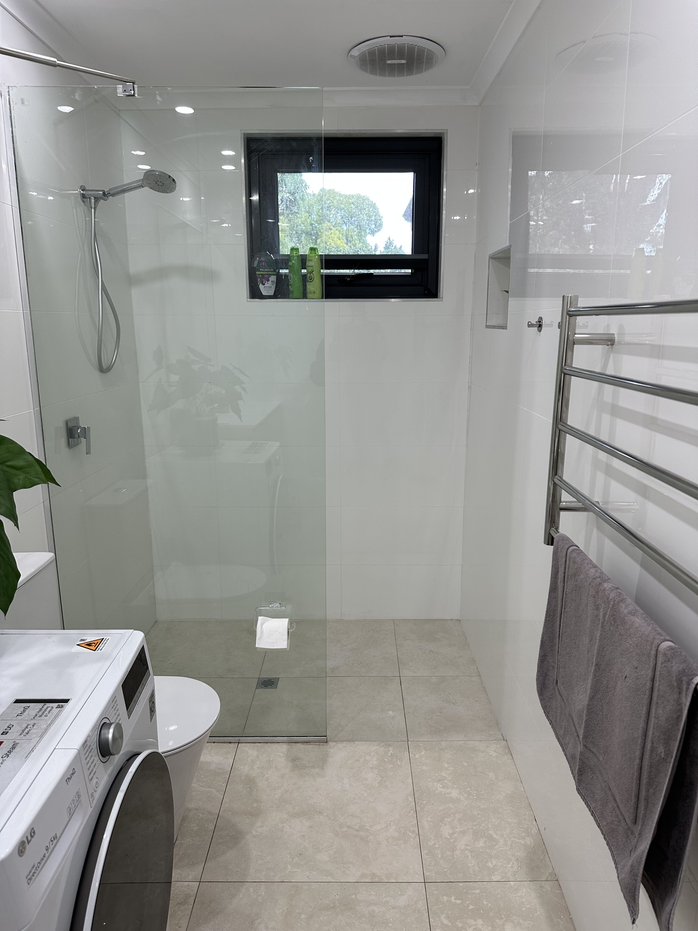 Shower, free toiletries, hair dryer, slippers