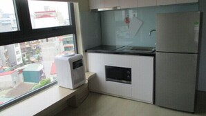 Appartement, 1 chambre | Cuisine privée | Réfrigérateur, micro-ondes (sur demande), bouilloire électrique