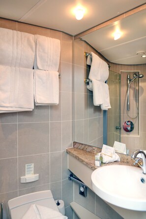 Comfort Double Room | Bathroom | Shower, free toiletries, hair dryer, towels