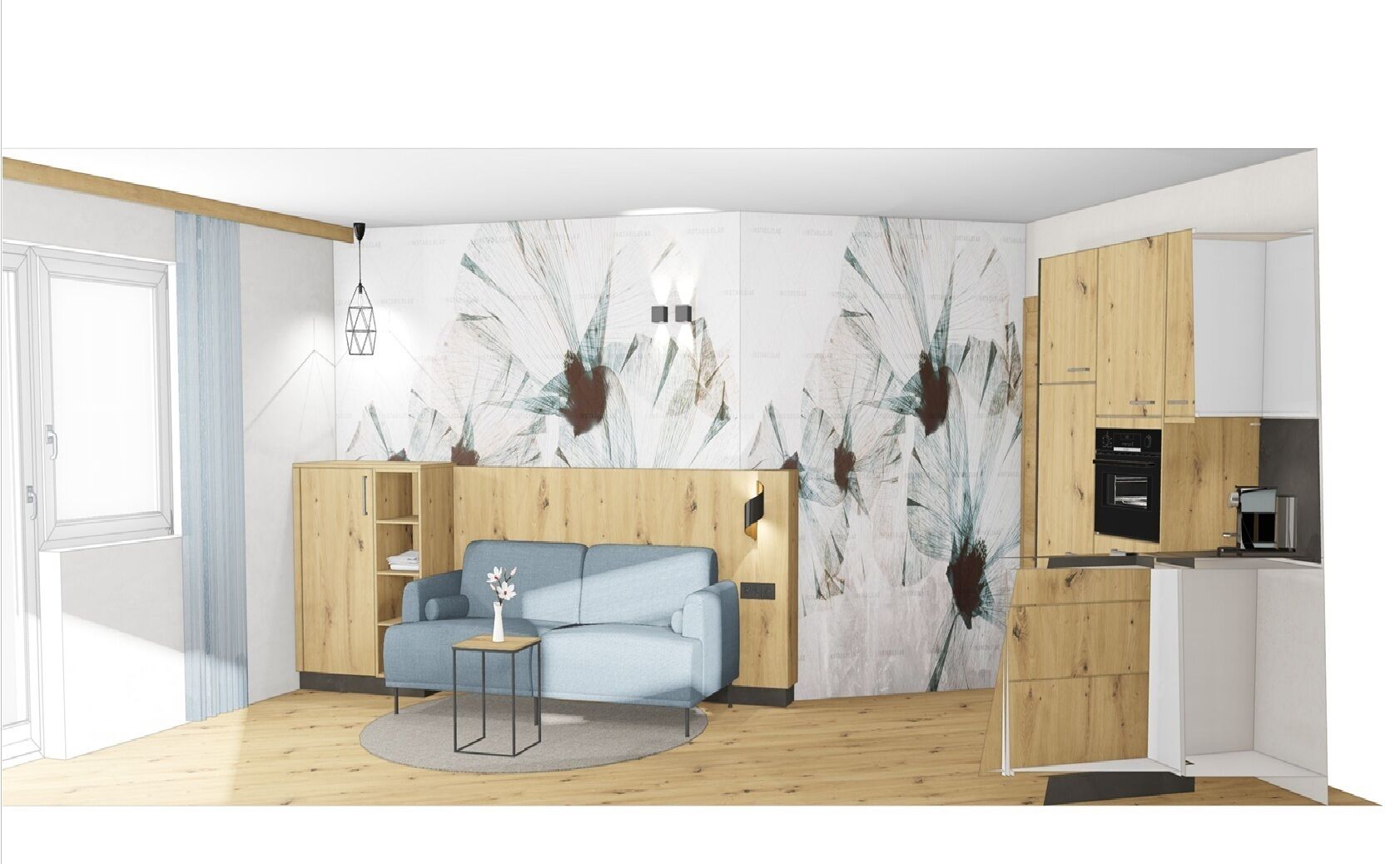 Comfort Apartment, 2 Bedrooms, Mountain View | Aire de séjour | Téléviseur de 50 cm avec télévision par câble