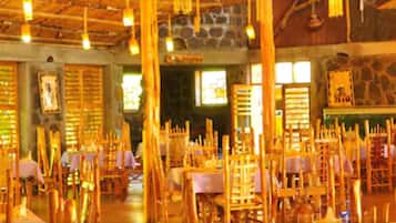 Breakfast, lunch, dinner served; local cuisine