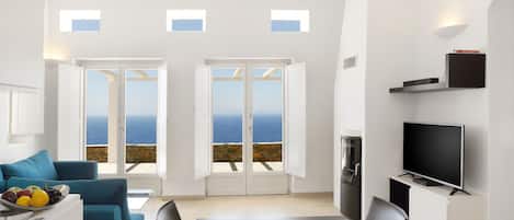 Luxury Villa, 2 Bedrooms, Private Bathroom, Sea View | Living area | Flat-screen TV