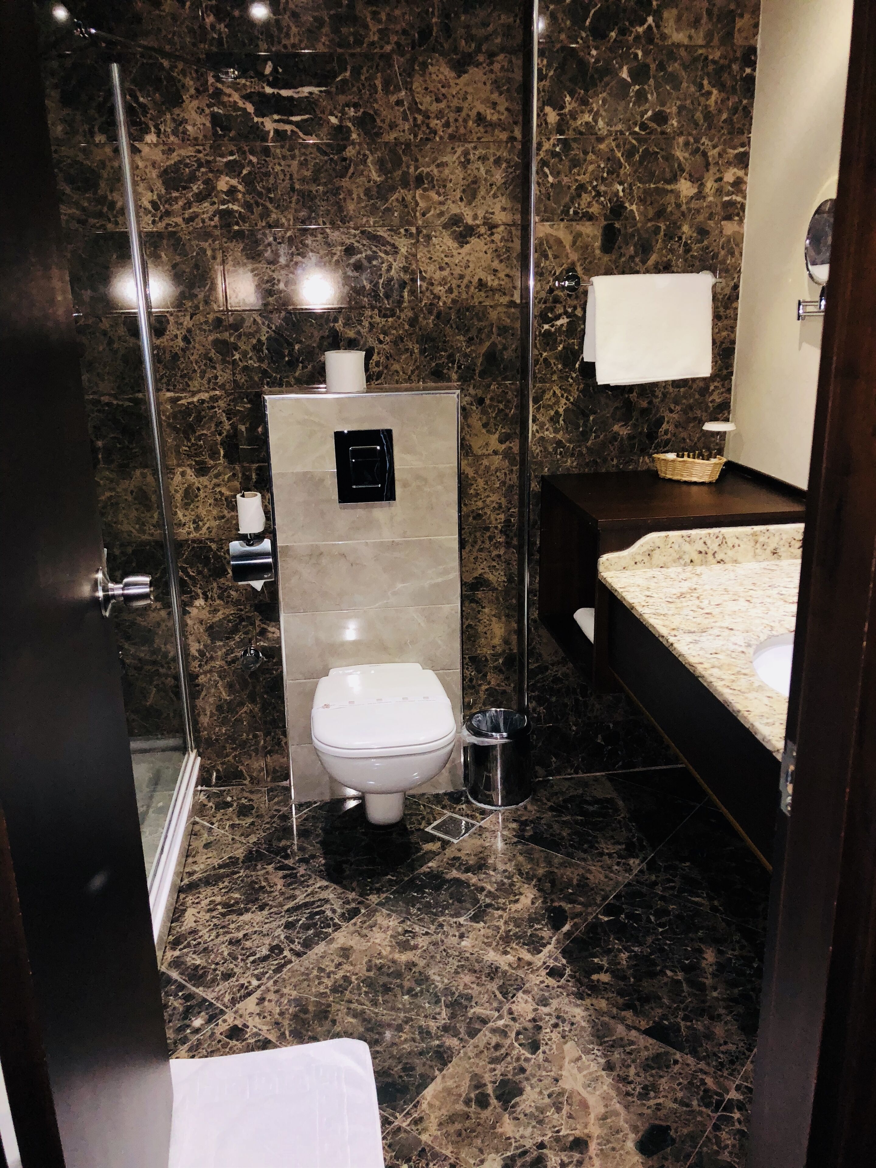 free toiletries, hair dryer, towels