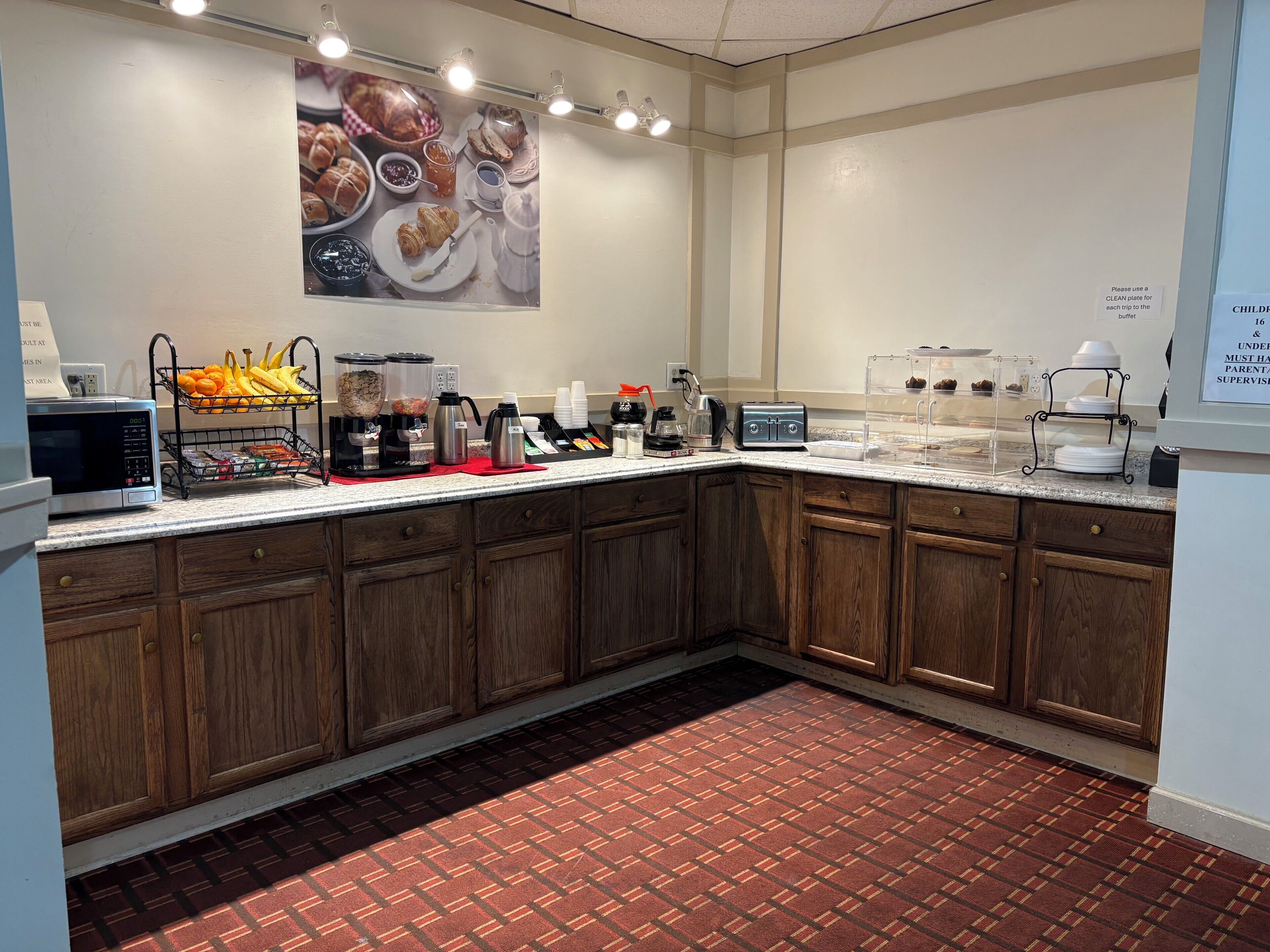 Free daily self-serve breakfast