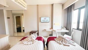 Värdeförvaringsskåp på rummet, skrivbord, extrasängar och gratis wi-fi