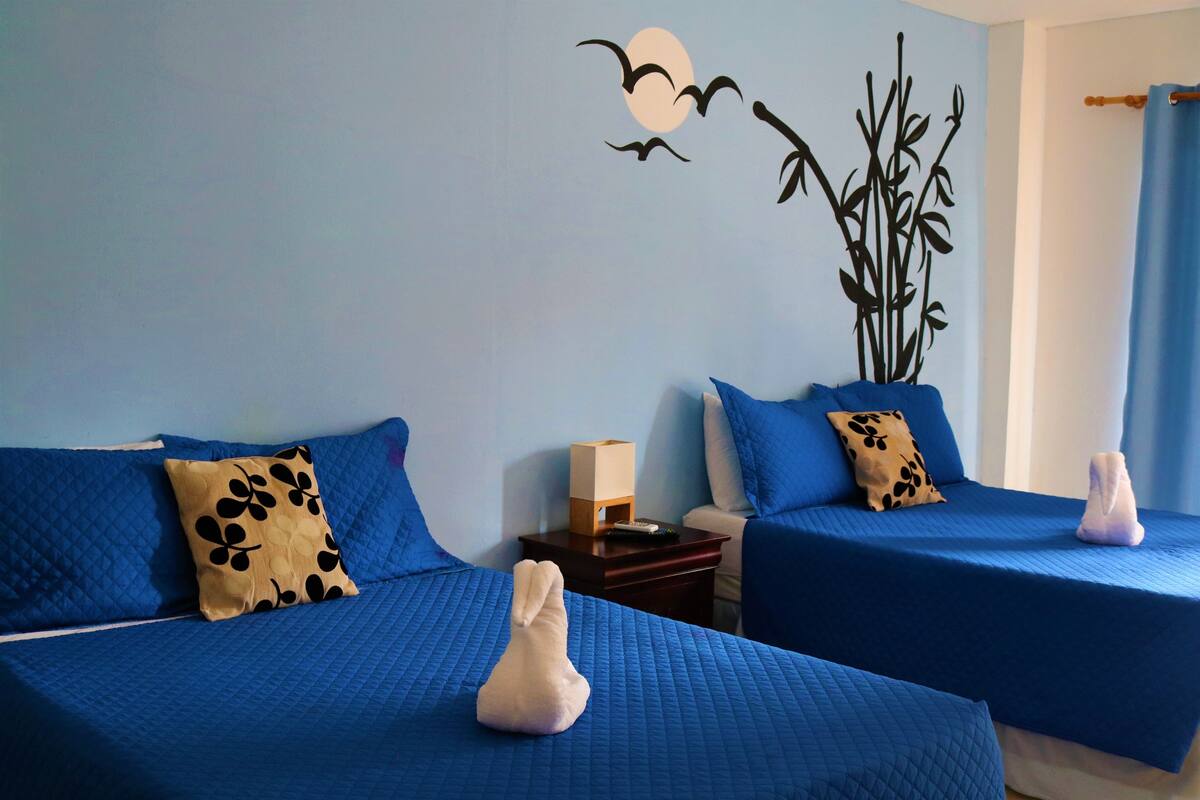 Double Room, 2 Double Beds, Garden View