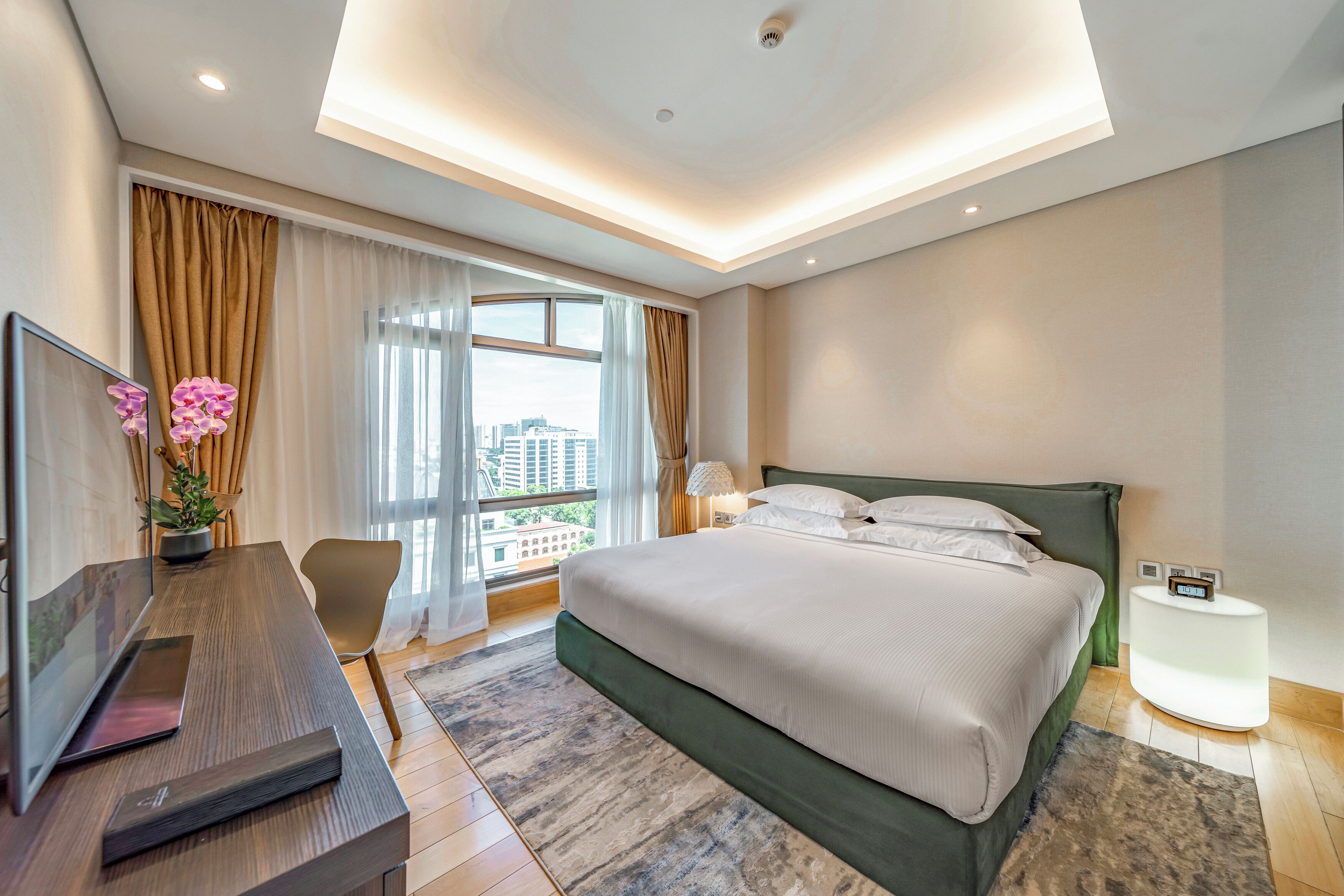 Family Suite, City View | Premium bedding, in-room safe, desk, blackout drapes