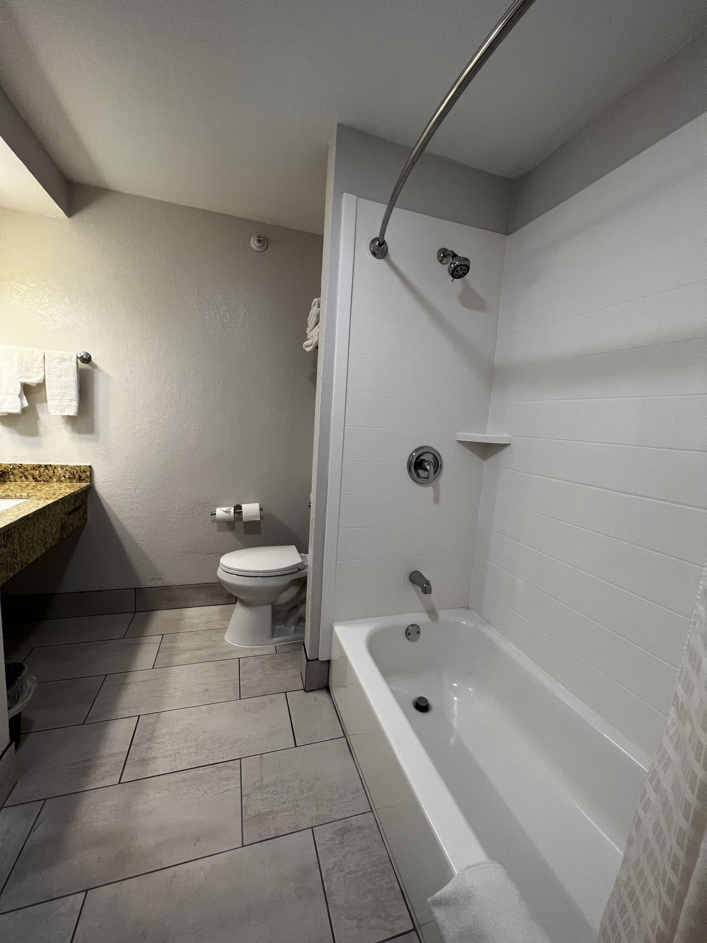 free toiletries, hair dryer, towels