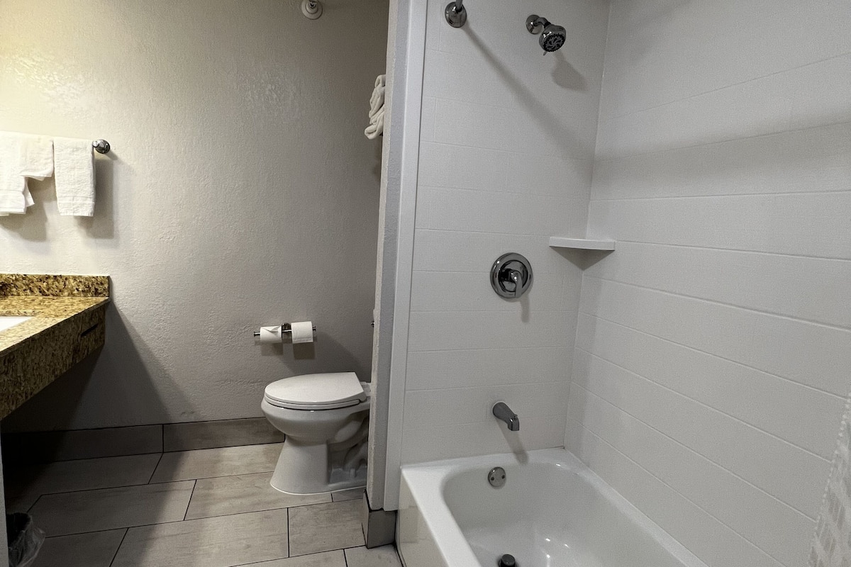 free toiletries, hair dryer, towels