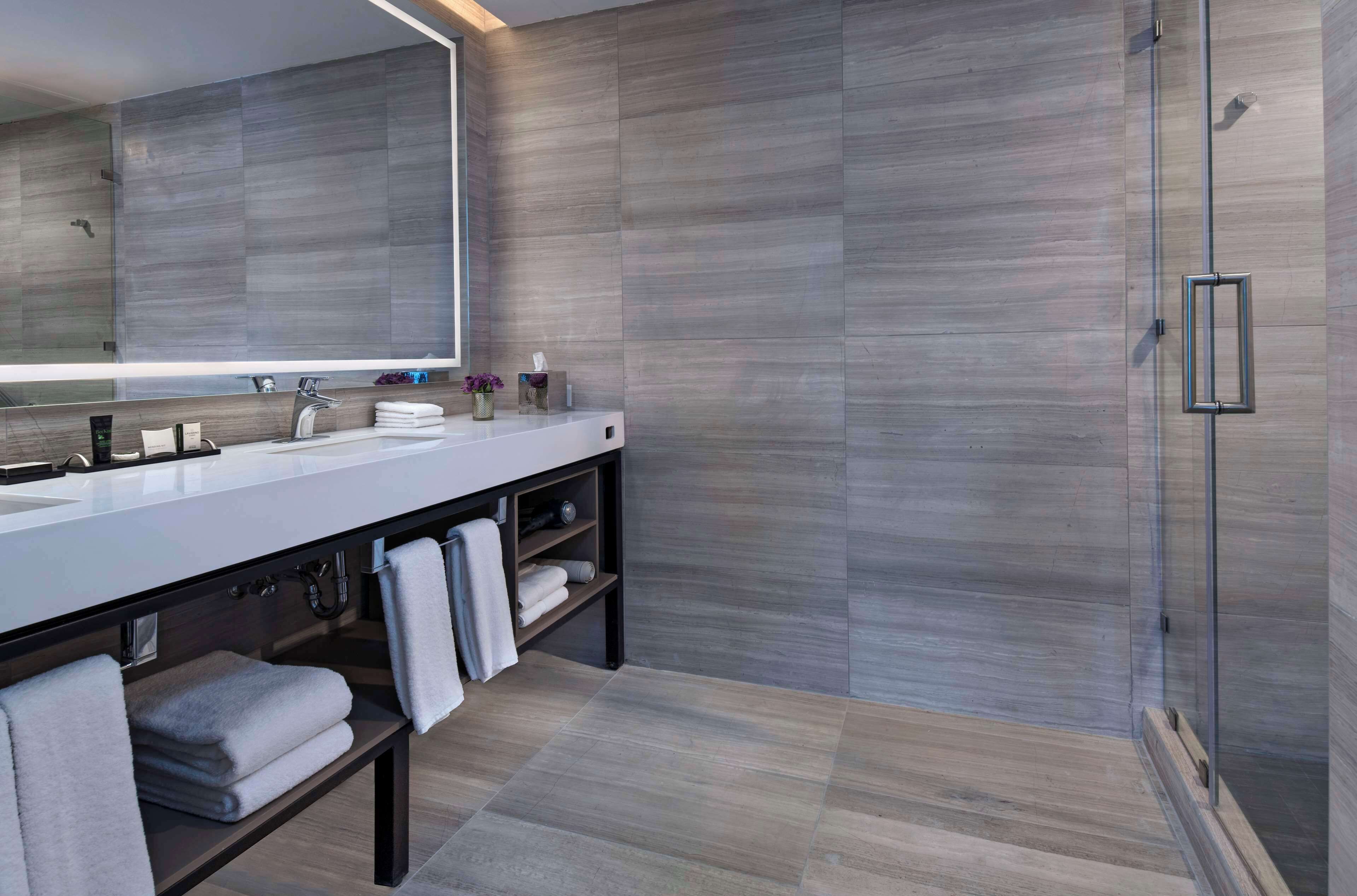 shower, free toiletries, hair dryer, bathrobes