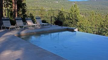 Outdoor pool, sun loungers