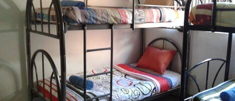 A bunk bed with a lower bunk and a top bunk.