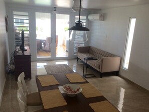 Smart TV, DVD player, books, video library