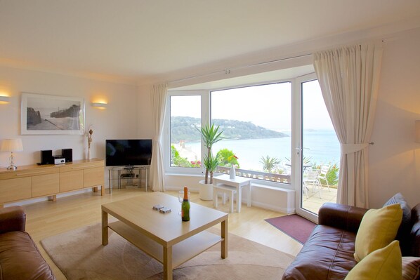 TV, DVD player, books, stereo