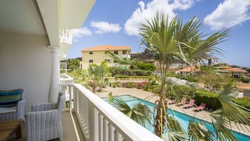 Deluxe Apartment, 1 Bedroom, Pool Access | Balcony view
