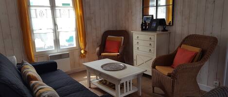 TV, DVD player, books