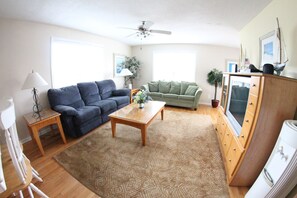 TV, DVD player, books