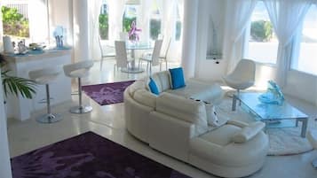 Smart TV, DVD player, video library, stereo