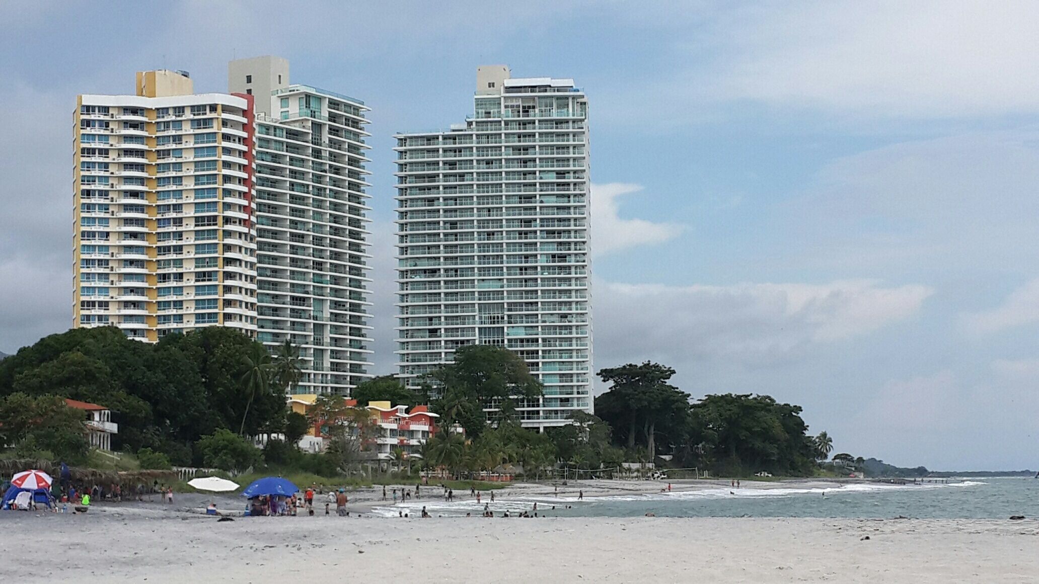 On the beach, sun loungers, beach towels