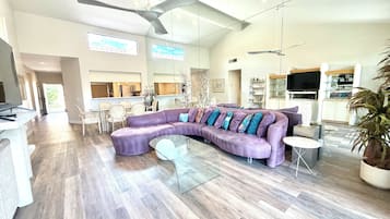 Smart TV, DVD player, books, video library