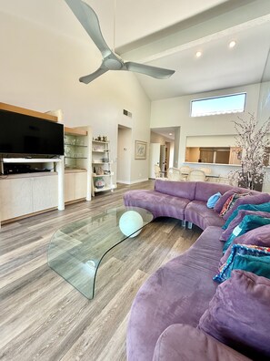 Smart TV, DVD player, books, video library