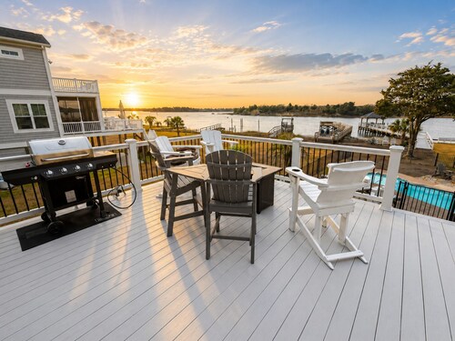 Beautiful ICW views!  Private pier, pool, hot tub, fire pits, and more! 