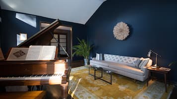 Smart TV, chimenea y libros