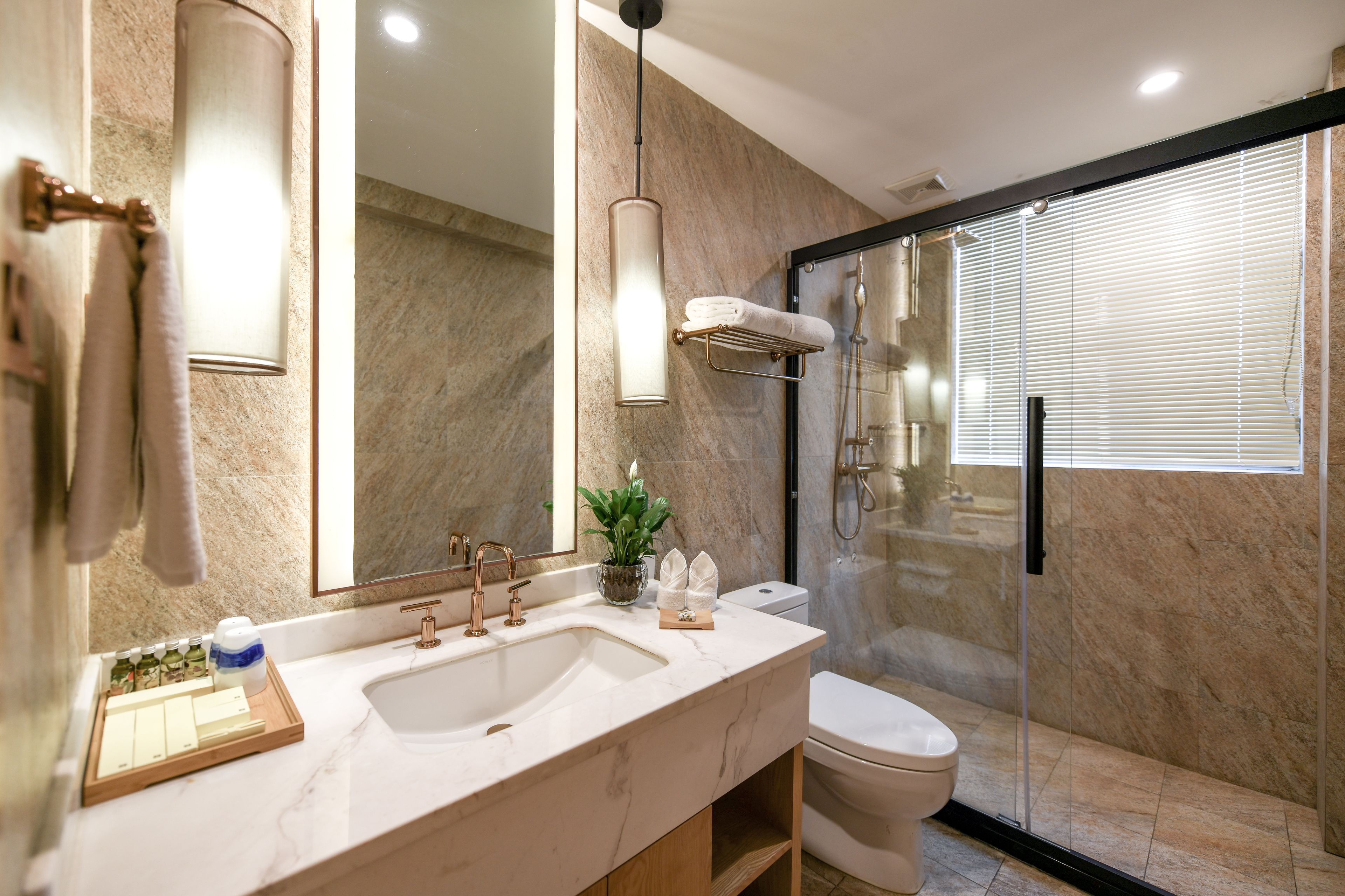 deluxe family kang-bed room (free train station pick up) | bathroom | shower, rainfall showerhead, designer toiletries, hair dryer