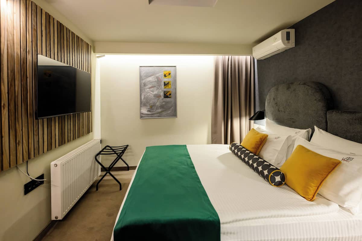Economy tweepersoonskamer | 1 slaapkamer, luxe beddengoed, een minibar, een kluis op de kamer