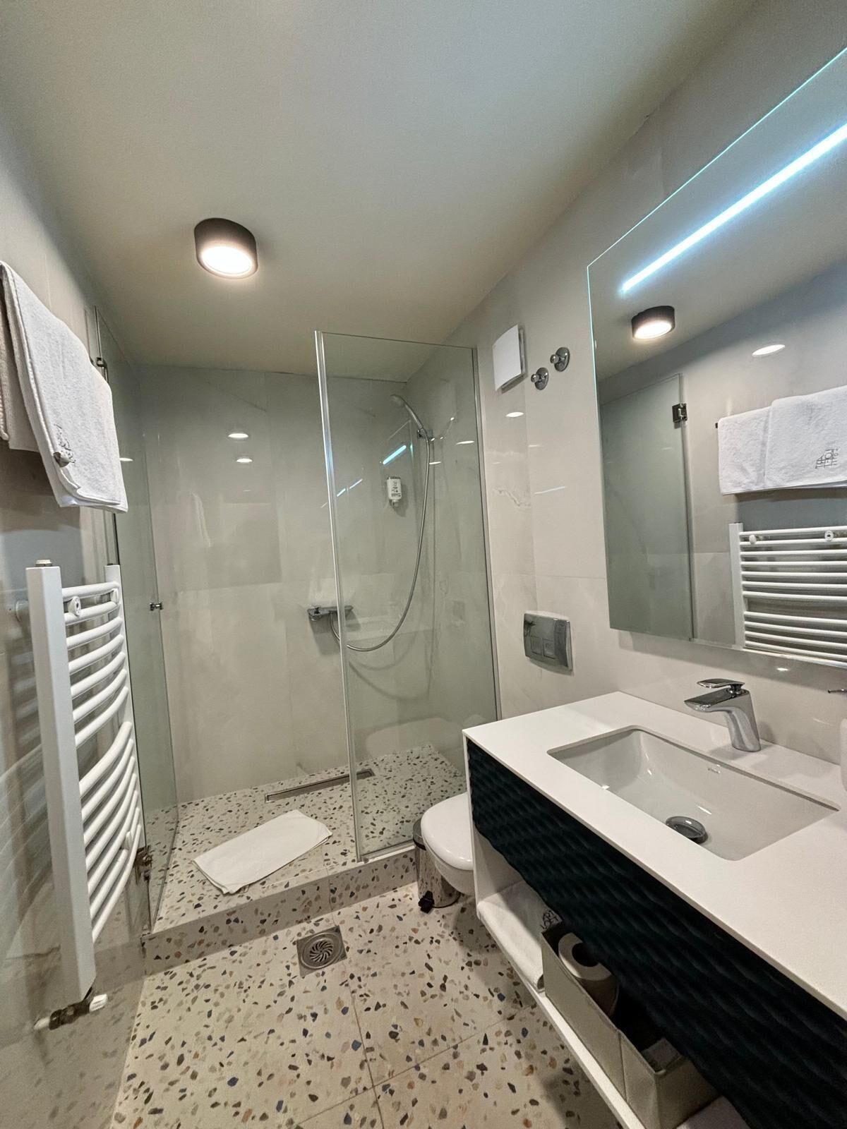 shower, free toiletries, hair dryer, bathrobes