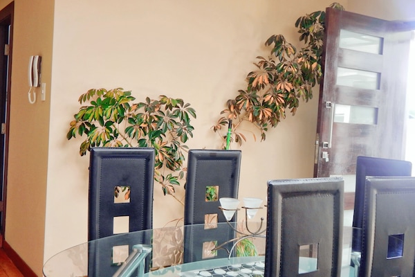 프리미엄 아파트, 주방 | 거실 공간 | 위성 채널 시청이 가능한 36인치 평면 TV, TV