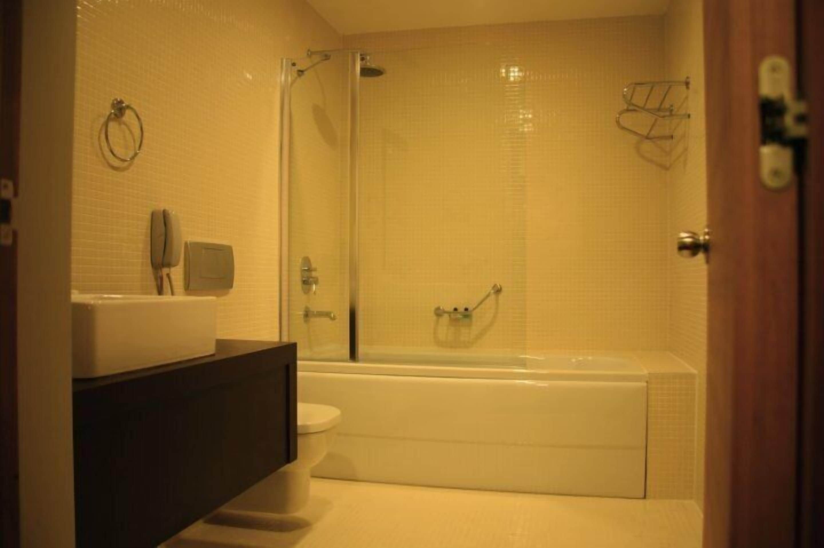 free toiletries, hair dryer, towels