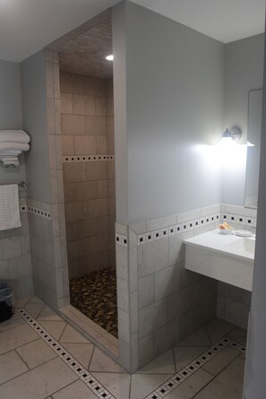 Deluxe Suite, 1 Bedroom, Accessible, Fireplace (No Jacuzzi) | Bathroom | Shower, jetted tub, free toiletries, hair dryer - The Fields of Eden Inn (Eden)