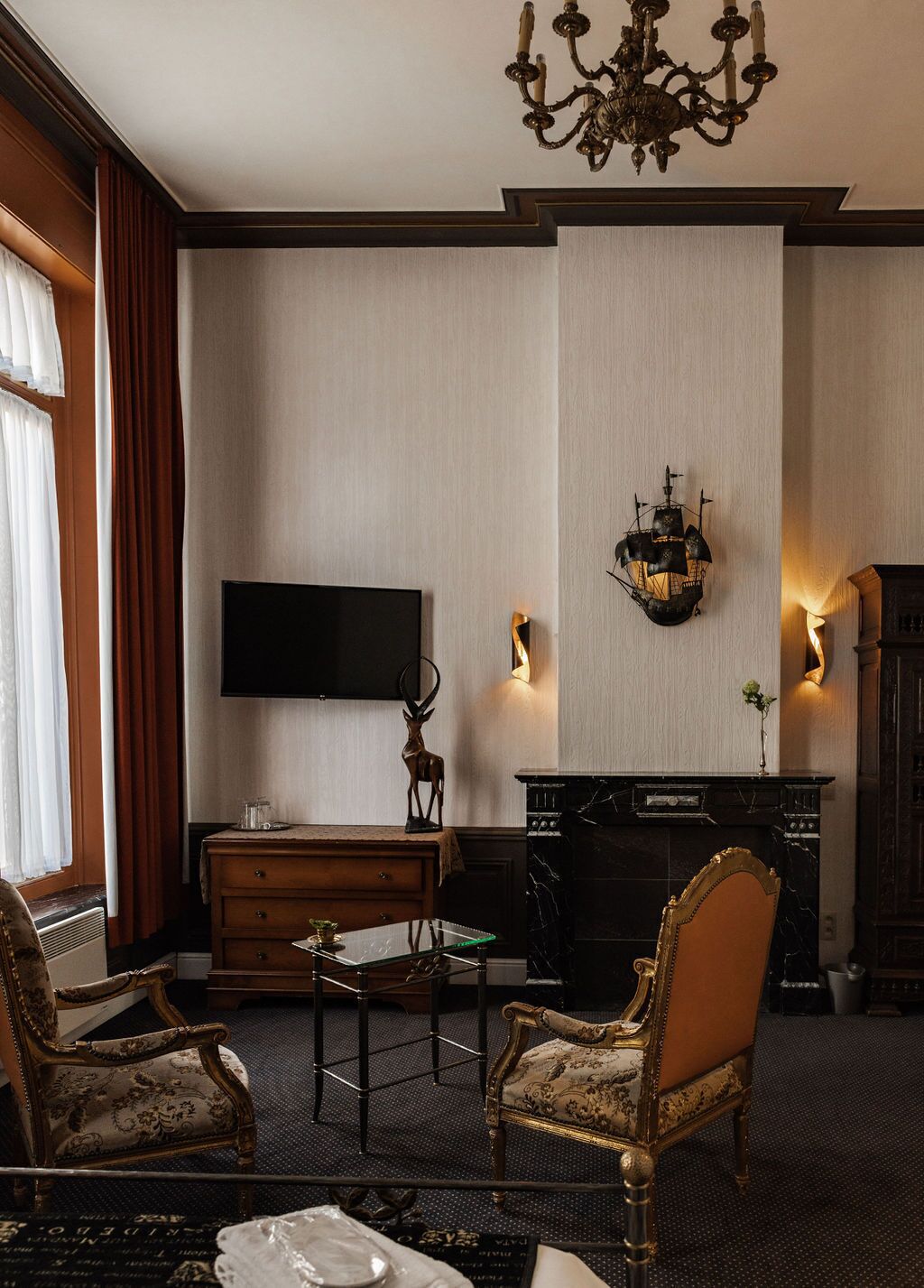 desk, blackout curtains, iron/ironing board, cots/infant beds