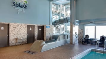 Indoor pool, open 9:00 AM to 10:00 PM, pool loungers
