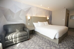 Desk, laptop workspace, blackout curtains, iron/ironing board