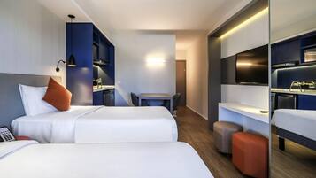 In-room safe, desk, laptop workspace, blackout drapes