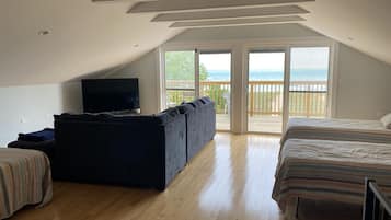 TV, fireplace, DVD player, table football