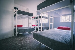 Private Family Room, 6 Beds, Shared Bathroom | Hypo-allergenic bedding, minibar, desk, blackout curtains
