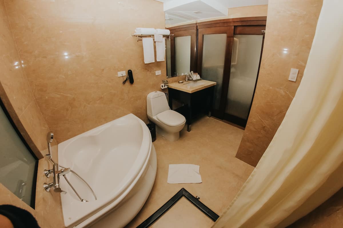 imperial suite (west wing) | bathroom | combined shower/bathtub, free toiletries, hair dryer, bathrobes