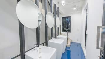 Shower, free toiletries, hair dryer, slippers