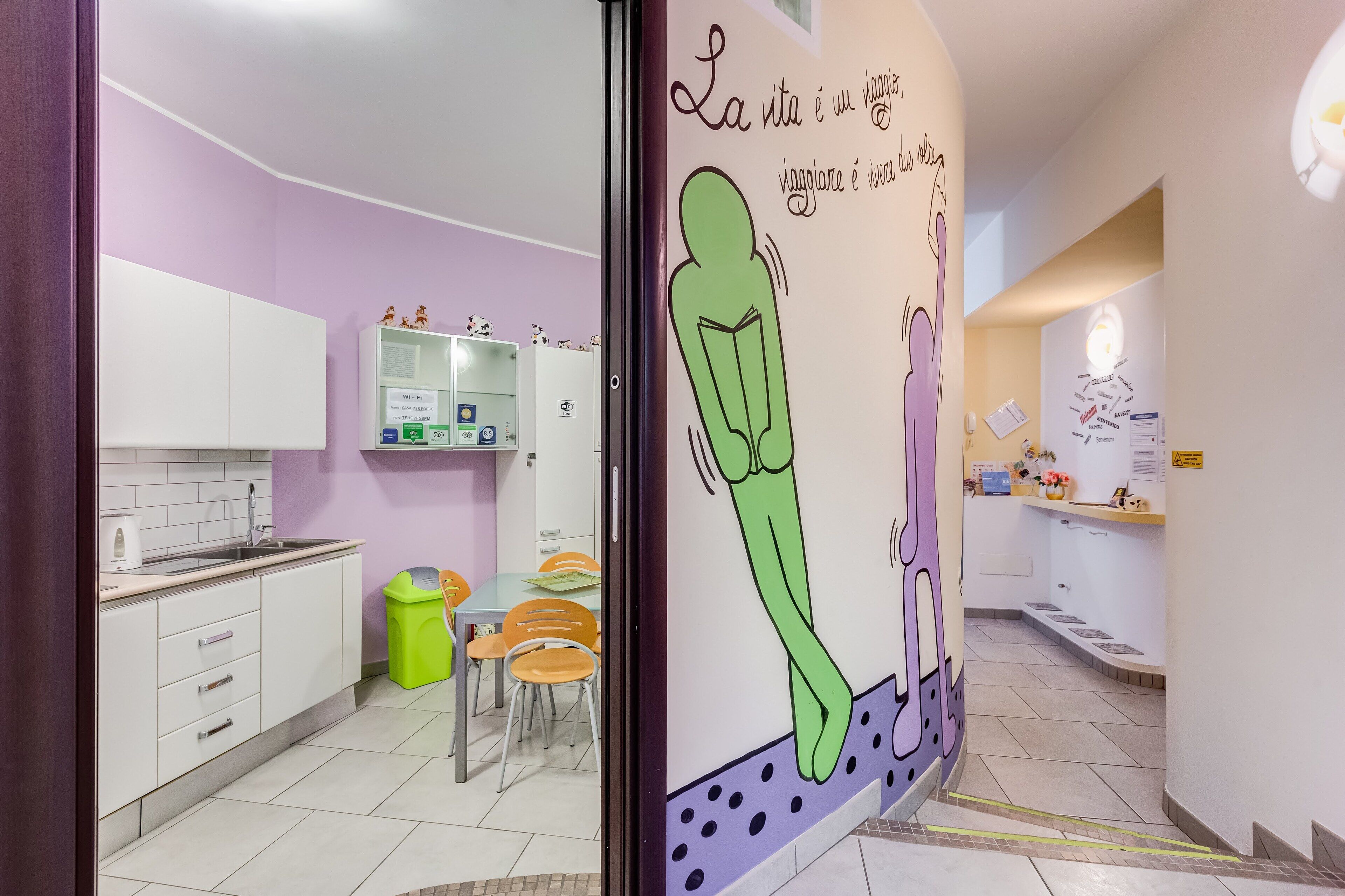 Full-size fridge, microwave, coffee/tea maker, cookware/dishes/utensils