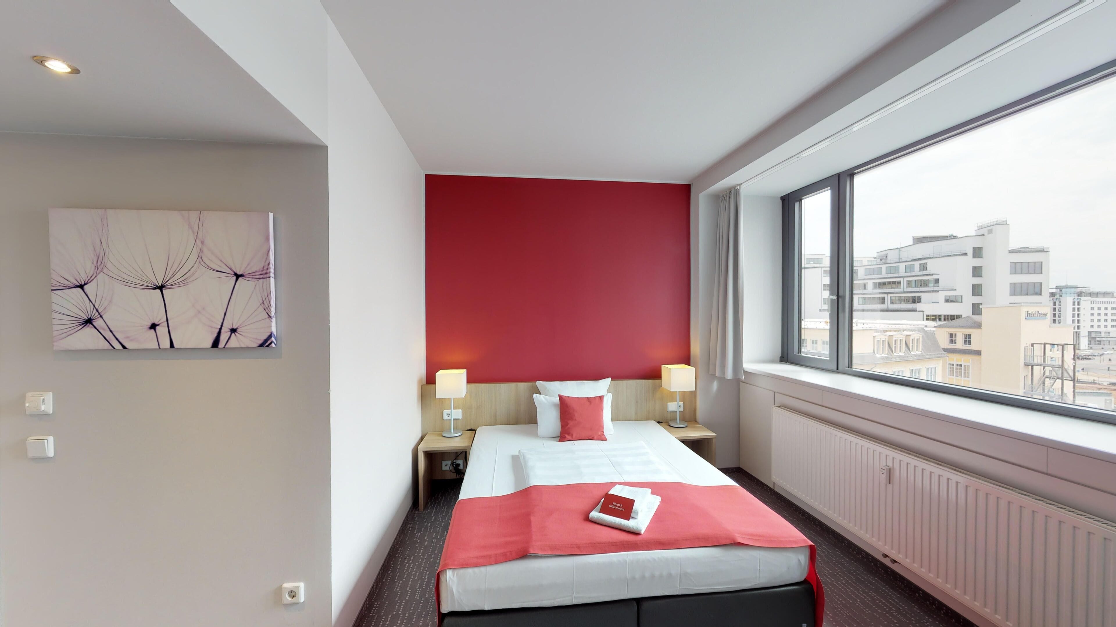 comfort single room | premium bedding, desk, blackout curtains, soundproofing