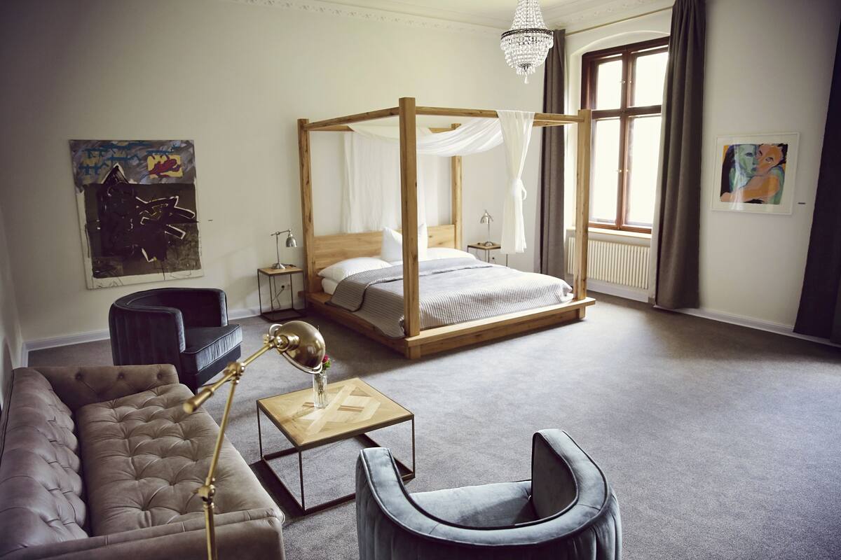 deluxe double room | in-room safe, desk, free cots/infant beds, rollaway beds