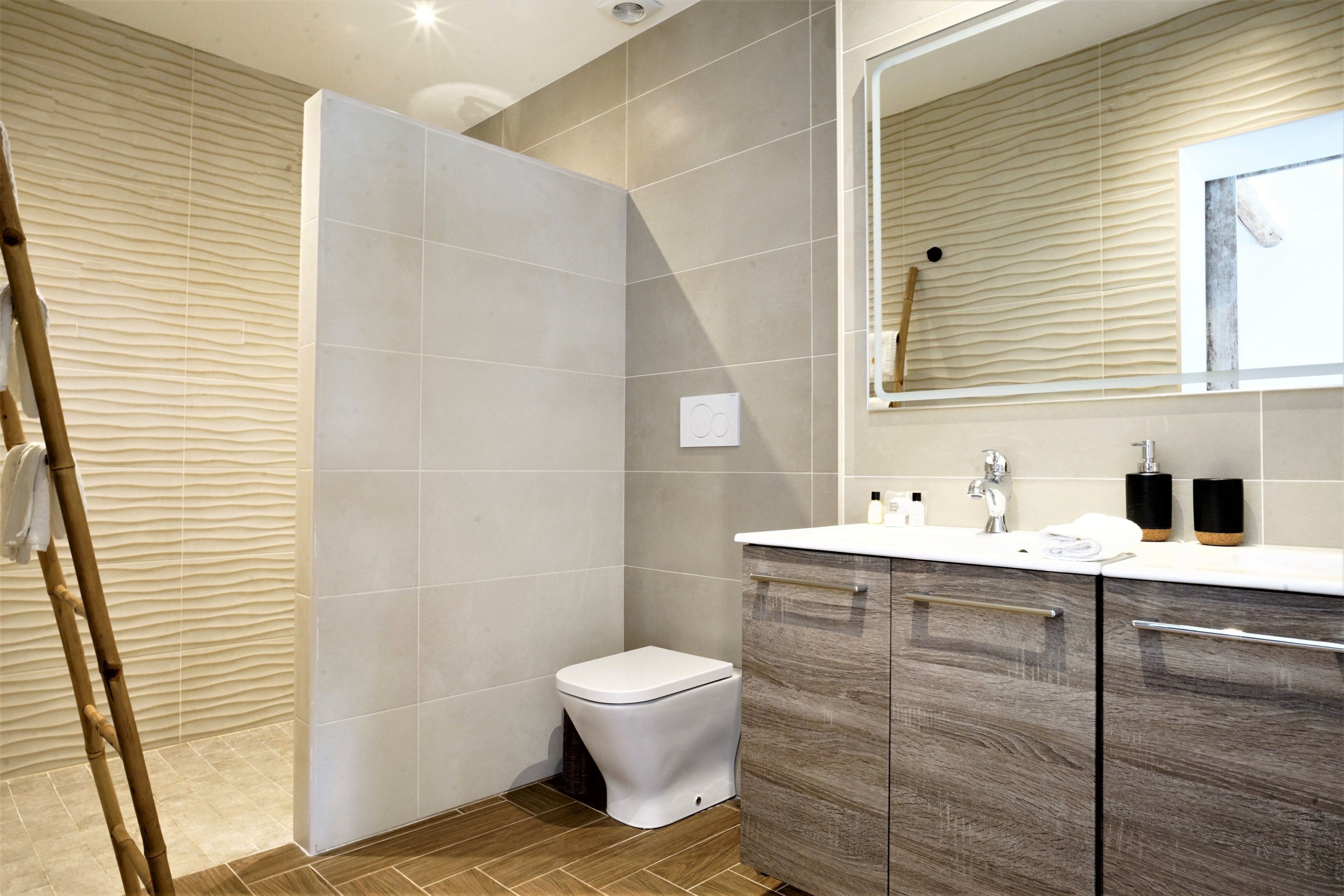 Luxury Suite, 2 Bedrooms, Terrace, Garden Area | Bathroom | Shower, free toiletries, hair dryer, bathrobes
